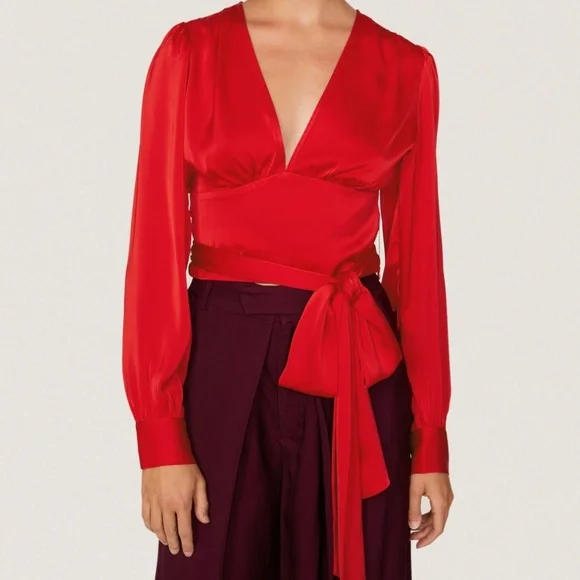 Marissa Webb x RTR Tie Waist Satin Top, 2 - Picture 3 of 15